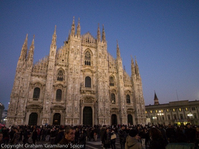 Dusk on Milans Duomo shortly before curtain up Dusk on Milans Duomo shortly before curtain up