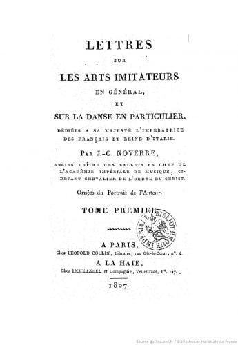 Lettres sur les arts imitateurs Noverre