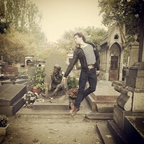 István Simon at Nijinskys grave István Simon at Nijinsky's grave