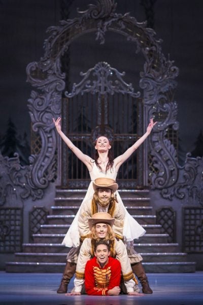 The Nutcracker. Anna Rose O'Sullivan as Clara, James Hay as Hans Peter The Nutcracker, David Udes and Paul Kay. ©ROH 2016. Photo by Helen Maybanks