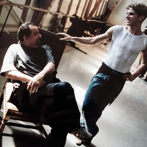 Julien Favreau with Maurice Béjart in studio at Béjart Ballet Lausanne, photo by Paolini
