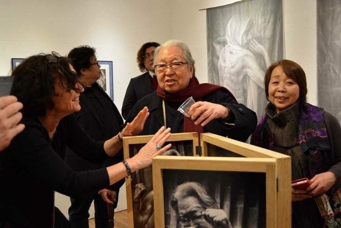 Eikoh Hosoe threatens to pour wine over Barbara Luisis Triptych at the Roonee 247 Fine Arts Gallery in Japan Eikoh Hosoe threatens to pour wine over Barbara Luisi's Triptych at the Roonee 247 Fine Arts Gallery in Japan