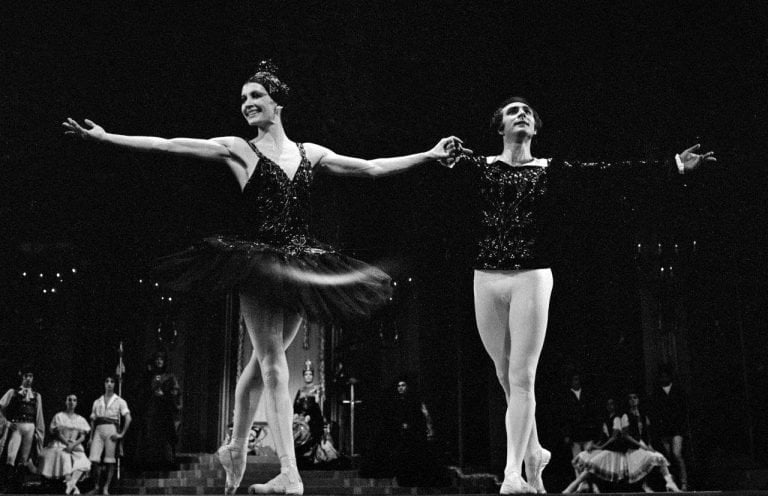 Roberto Fascilla in 1974 in Swan Lake with Carla Fracci, photo by Erio Piccaglaini