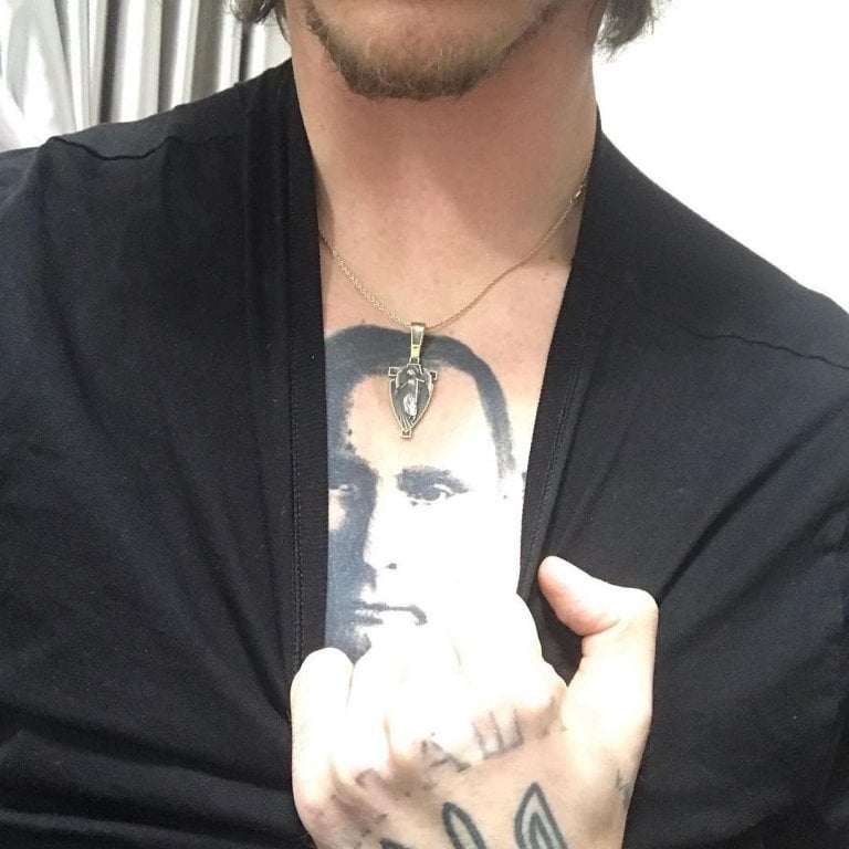Sergei Polunin's tattoo of Vladimir Putin on his Instagram account, CREDIT INSTAGRAM