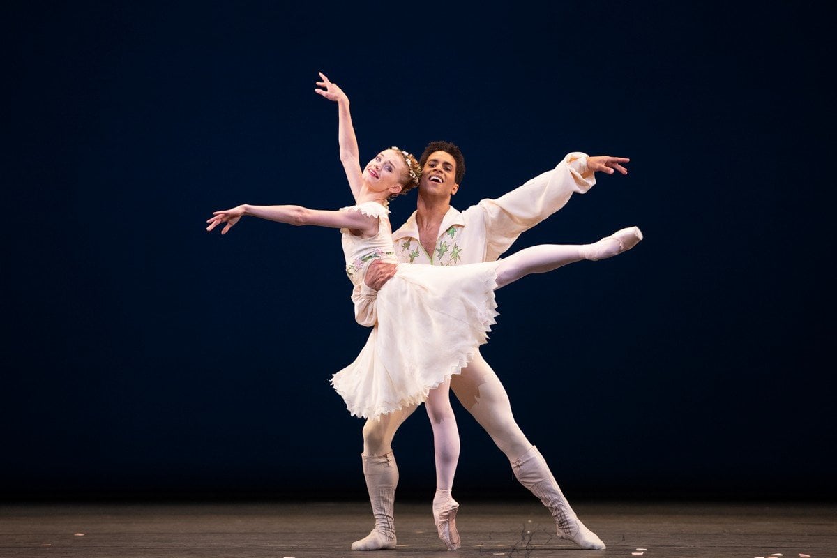 Anna Rose OSullivan and Marcelino Sambe in Voices of Spring The Royal Ballet ©2021 ROH. Photograph by Alice Pennefather Anna Rose O'Sullivan and Marcelino Sambé in Voices of Spring, The Royal Ballet ©2021 ROH. Photograph by Alice Pennefather