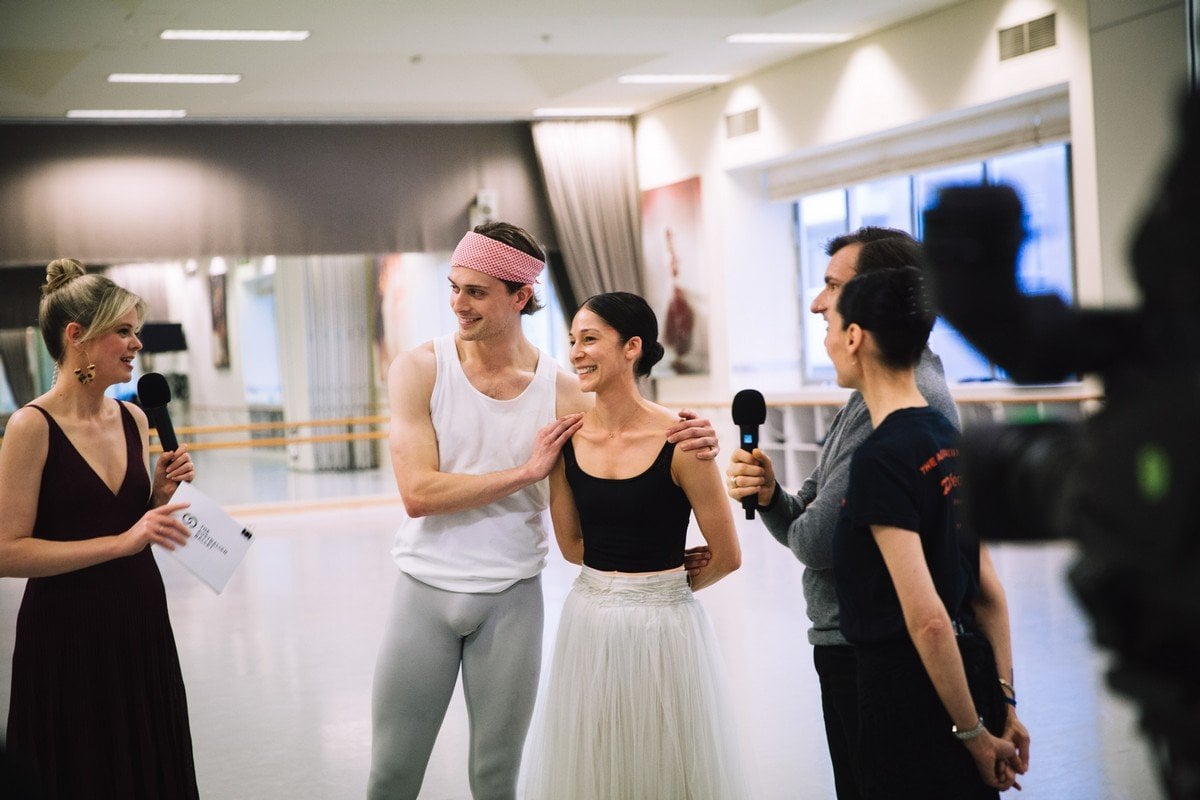 Host Tegan Higginbotham Callum Linnane Robyn Hendricks Artistic Director David McAllister and Ballet Mistress Fiona Tonkin 2019. Photograph by Kate Longley Host Tegan Higginbotham, Callum Linnane, Robyn Hendricks, Artistic Director David McAllister and Ballet Mistress Fiona Tonkin, 2019. Photograph by Kate Longley