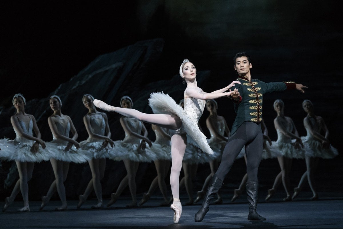 Sarah Lamb as Odette and Ryoichi Hirano as Prince Siegfried in Swan Lake The Royal Ballet 2018 ROH Photograph by Bill Cooper Sarah Lamb as Odette and Ryoichi Hirano as Prince Siegfried in Swan Lake, The Royal Ballet 2018 ROH Photograph by Bill Cooper