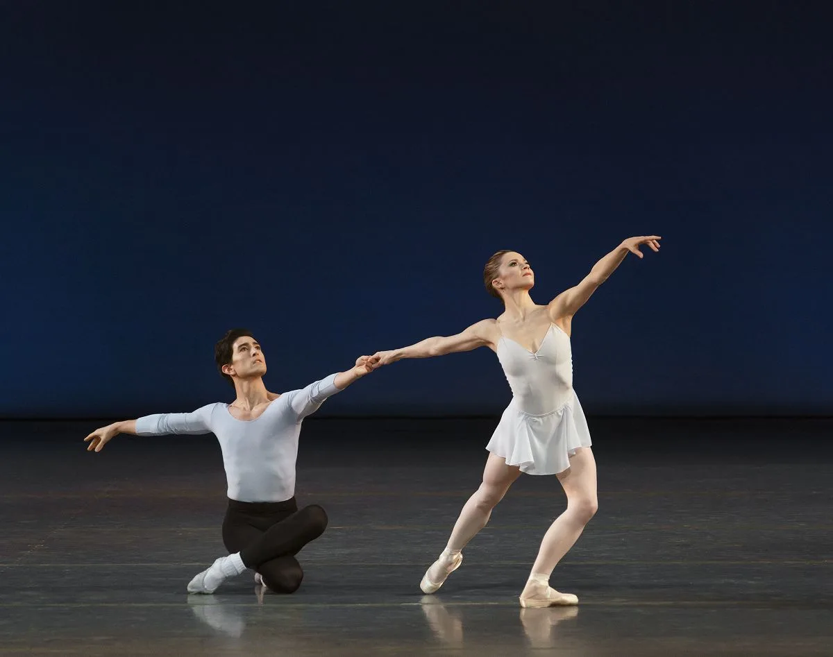 Anthony Huxley and Megan Fairchild of New York City Ballet in George Balanchines Duo Concertant. Photo by Paul Kolnik jpg Anthony Huxley and Megan Fairchild of New York City Ballet in George Balanchine’s Duo Concertant. Photo by Paul Kolnik