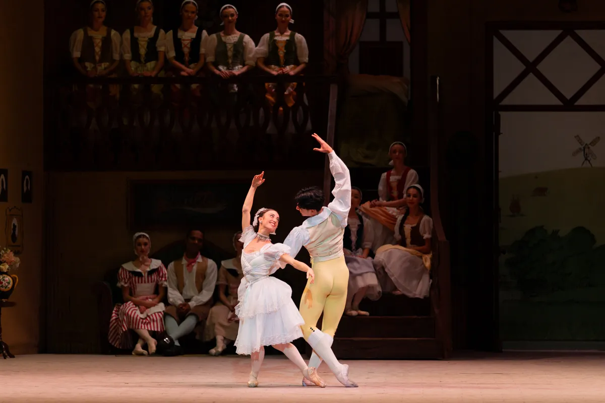 13 La Fille mal gardee Beatrice Parma as Lise and Enrique Bejarano Vidal as Colas photo by Riku Ito BRB 2024 13 - La Fille mal gardée - Beatrice Parma as Lise and Enrique Bejarano Vidal as Colas, photo by Riku Ito, BRB 2024