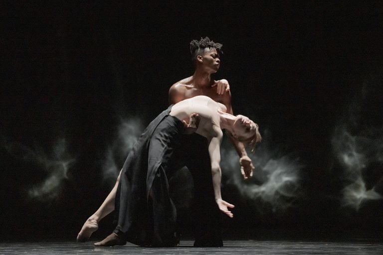 Hannah Galway and Siphesihle November in Angels’ Atlas. Photo by Karolina Kuras. Courtesy of The National Ballet of Canada.
