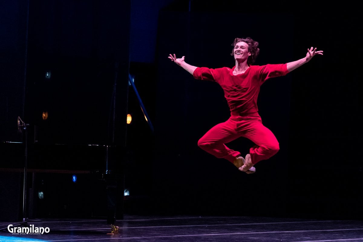 Hugo Marchand jumping for joy as he returns to dancing at Nervi after the first lockdown photo by Graham Spicer Hugo Marchand jumping for joy as he returns to dancing at Nervi after the first lockdown, photo by Graham Spicer