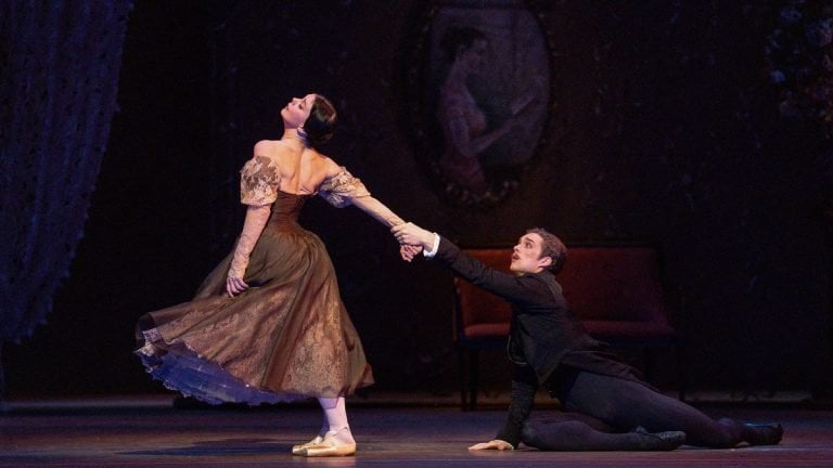 Natalia Osipova (Tatiana), Lukas B Brændsrød (Onegin) in Onegin, 2025 RBO. Ph Andrej Uspenski