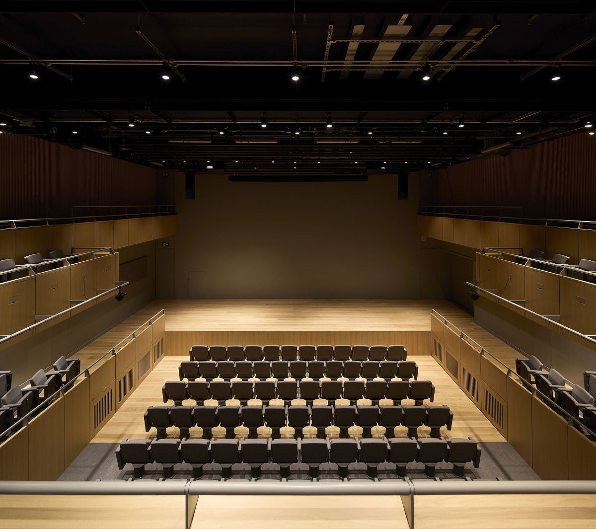 6. View of the theatre Stephen A. Schwarzman Centre for the Humanities University of Oxford. Photograph © Hufton Crow 6. View of the theatre, Stephen A. Schwarzman Centre for the Humanities, University of Oxford. Photograph © Hufton + Crow