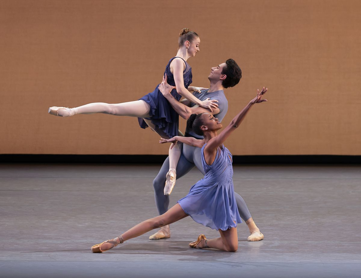 Emma Von Enck India Bradley and Roman Mejia in Tiler Pecks Concerto for Two Pianos. Photo credit Erin Baiano Emma Von Enck, India Bradley, and Roman Mejia in Tiler Peck's Concerto for Two Pianos. Photo credit Erin Baiano