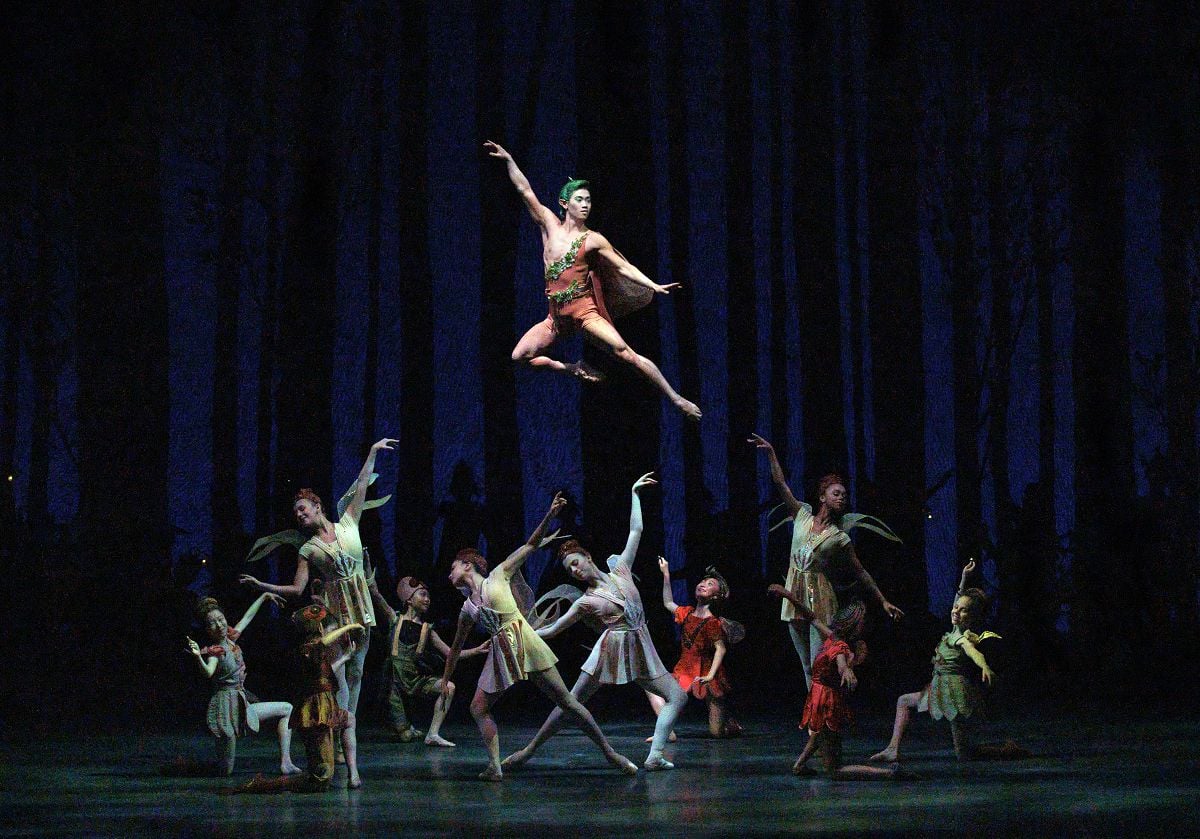 KJ Takahashi and New York City Ballet in George Balanchines A Midsummer Nights Dream. Photo credit Erin Baiano KJ Takahashi and New York City Ballet in George Balanchine's A Midsummer Night's Dream. Photo credit Erin Baiano