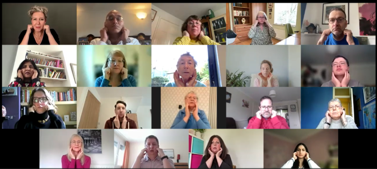 ENO Breathe live Zoom session with participants - Face Massage (c) English National Opera