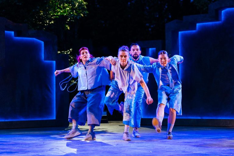 A Life in Four Seasons at Regent's Park Open Air Theatre. Carrie-Anne Ingrouille, Susan Kempster, Louis Mackrodt, Beryl Tay. Credit Helen Murray