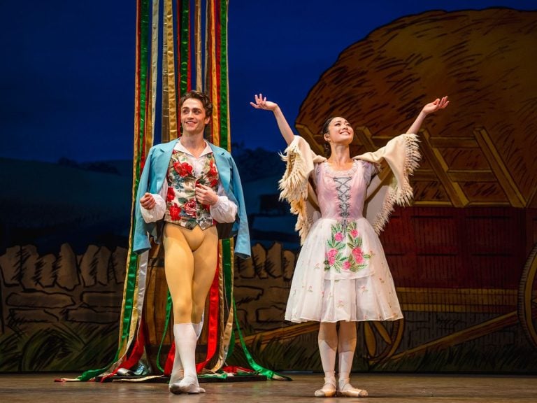 Matthew Ball as Colas and Sae Maeda as Lise in La Fille mal gardée, The Royal Ballet (c)RBO 2026. Photographed by Andrej Uspenski