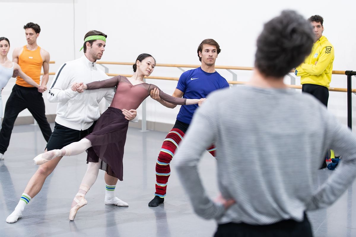 Bruno Serraclara Saeka Shirai and Archie Sherman with Christelle Horna in rehearsal for Three Short Ballets. Photo Emily Spencer Bruno Serraclara, Saeka Shirai and Archie Sherman with Christelle Horna in rehearsal for Three Short Ballets. Photo Emily Spencer