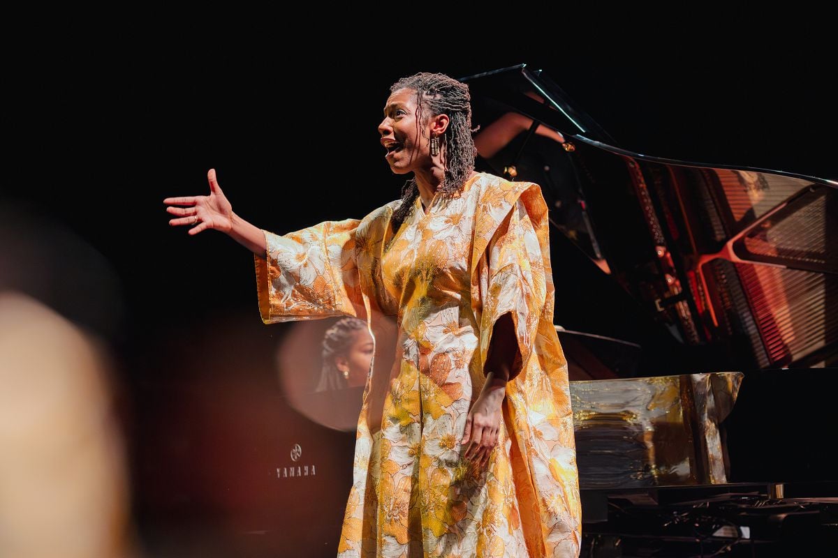 Stephanie Dinkinss Cosmologies from the Bay RBOSHIFT The Royal Opera ©2026 Olivia White Stephanie Dinkins's Cosmologies from the Bay, RBOSHIFT, The Royal Opera ©2026 Olivia White