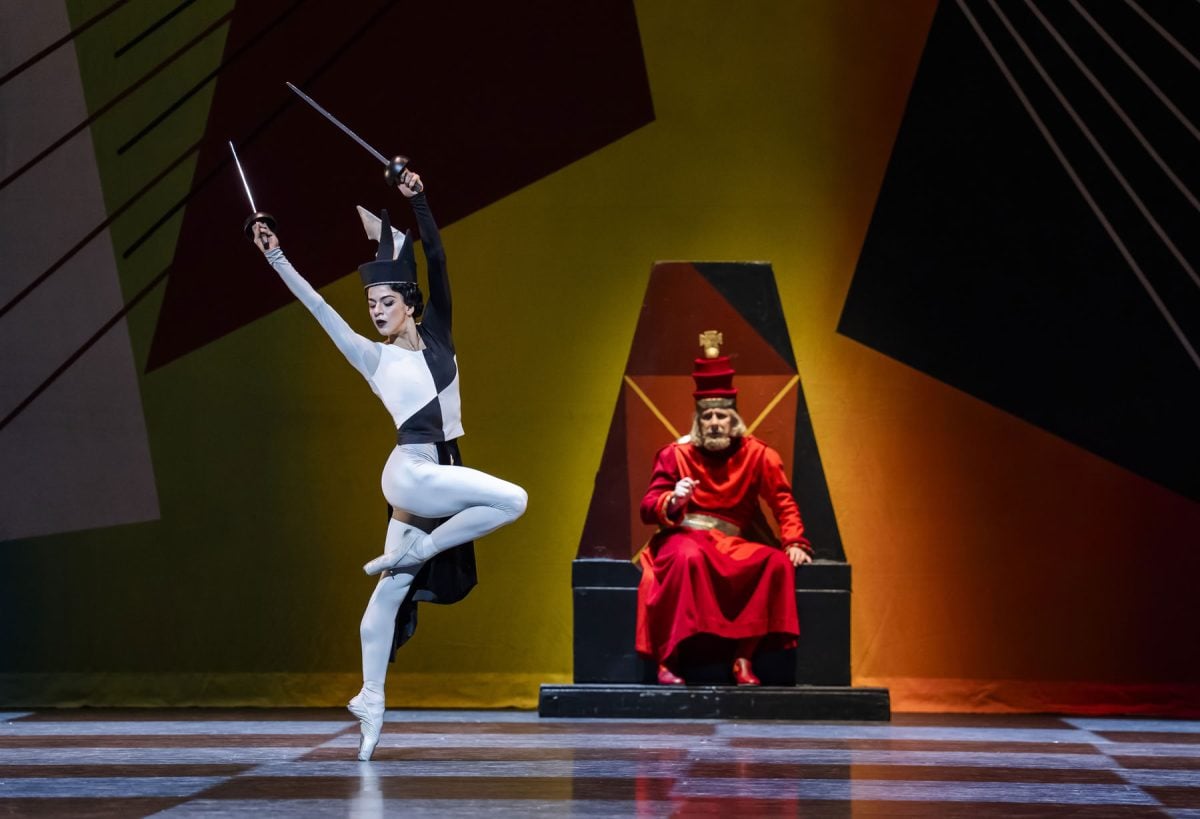 Mayara Magri as Black Queen and Christopher Saunders as King in Checkmate Suite as part of A Centenary Celebration The Royal Ballet ©2026 Tristram Kenton Mayara Magri as Black Queen and Christopher Saunders as King in Checkmate Suite as part of A Centenary Celebration, The Royal Ballet ©2026 Tristram Kenton